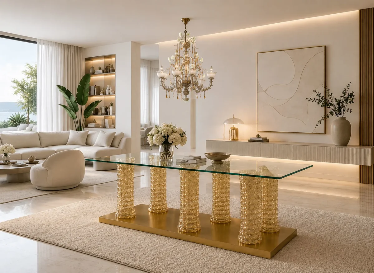 Elios model handmade glass table